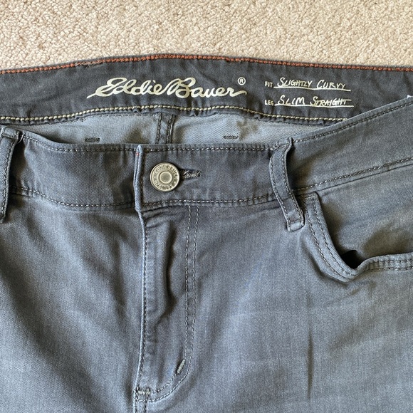 Eddie Bauer slightly curvy, slim straight leg women’s jean, gray size 14 - Picture 2 of 7